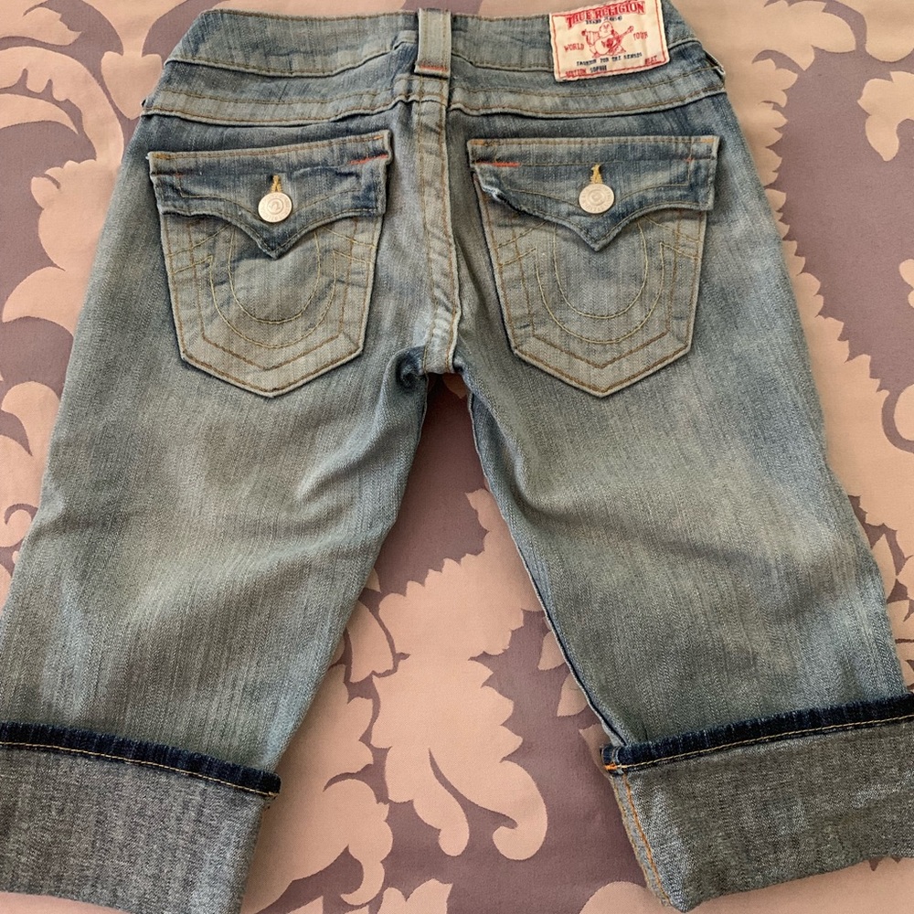 True Religion cuffed Bermuda Jean Shorts